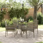 Set de masă pentru grădină 5 pcs Gri poliratan GartenMobel Dekor