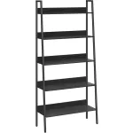 Biblioteca tip scara VASAGLE cu 5 polite, metal si PAL, 80x30x170 cm, negru