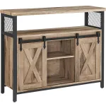 Comodă VASAGLE pentru living sau bucătărie, cu uși glisante și rafturi reglabile, rustică, 100 cm, maro