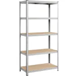 Raft metalic de depozitare Songmics, 5 polite MDF, 600 kg, 200x100x50 cm, argintiu