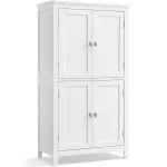 Dulap de baie VASAGLE alb din MDF, cu 4 usi si rafturi reglabile, 30x60x110 cm