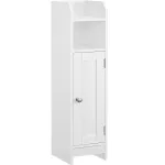 Dulap de baie îngust Vasagle cu rafturi reglabile și ușă, alb, 18x20x80 cm