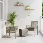 Set Bistro de Grădină 3 pcs Gri poliratan GartenMobel Dekor
