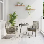 Set Bistro de Grădină 3 pcs Gri poliratan GartenMobel Dekor
