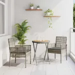 Set Bistro de Grădină 3 pcs Gri poliratan GartenMobel Dekor