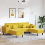 Canapea 3 pcs Galben 250 x 188 x 76 cm Catifea GartenMobel Dekor