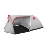 Cort camping impermeabil 4 persoane cu vestibul, 350x200x135 cm, gri