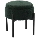 Taburet rotund pentru copii, verde, cu spațiu de depozitare, 31x28 cm