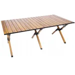 Masă de camping pliabilă din aluminiu, montare rapidă, 118x60x45 cm, maro