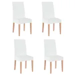 Set 4 huse universale elastice pentru scaun, albe, poliester si spandex
