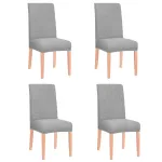 Set 4 huse universale elastice pentru scaun, gri, model discret