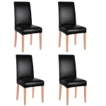 Set 4 huse universale pentru scaun, negre, elastice, aspect piele