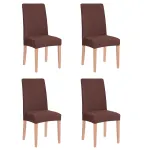 Set 4 huse universale elastice pentru scaun, maro, poliester si spandex