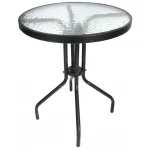 Masa rotunda pentru balcon si gradina, cu blat din sticla, 60x70 cm, neagra