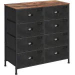 Comodă Songmics cu 8 sertare textile și cadru metalic, stil industrial