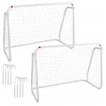 Set 2 porți de fotbal metalice 96x124 cm cu plasă și elemente de fixare
