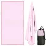 Prosop de plajă din microfibră cu uscare rapidă și husă, 40x80 cm, roz