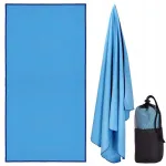 Prosop de plajă din microfibră cu uscare rapidă și husă, 90x180 cm, albastru