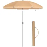 Umbrelă Songmics pentru plajă, terasă sau balcon, 160 cm, cu înclinare, taupe