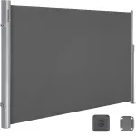 Paravan lateral retractabil pentru intimitate, 160x400 cm, gri antracit