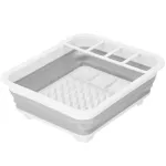 Uscător de vase pliabil din plastic și silicon, 36x31x12 cm, alb-gri