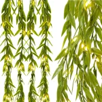 Ghirlandă luminoasă tip perdea cu frunze artificiale, 200 LED, alb cald, 285x105 cm