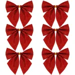Set 6 fundite decorative pentru bradul de Craciun, rosii cu sclipici, 8 cm