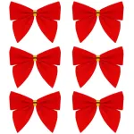 Set 6 fundite rosii pentru bradul de Craciun, 8 cm, cu fir auriu