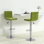 Scaune de bar, 2 buc., verde deschis, catifea GartenMobel Dekor