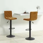 Scaune de bar, 2 buc., maro, catifea GartenMobel Dekor