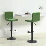 Scaune de bar, 2 buc., verde închis, catifea GartenMobel Dekor