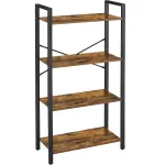 Biblioteca VASAGLE cu 4 rafturi, stil industrial, maro rustic, 66x30x120 cm