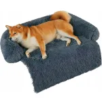 Pat pufos pentru caini si pisici, marimea M, antiderapant, albastru