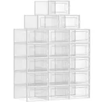 Set 18 cutii pentru pantofi Songmics, stivuibile, transparente, 34x23x14 cm