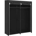 Garderobă textilă SONGMICS cu 2 bare pentru umerașe, 140x43x174 cm, negru