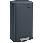 Coș de gunoi Songmics din oțel cu pedală, capac silent, 30L, gri închis