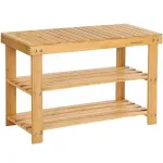 Raft pentru pantofi din bambus Songmics, 3 niveluri, 70 x 28 x 45 cm