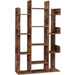 Biblioteca tip arbore VASAGLE cu 13 rafturi, 86x25x140 cm, maro rustic