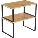 Set 2 rafturi de bucatarie suprapozabile Songmics, natur/negru