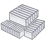 Set 3 organizatoare pliabile pentru sertar, sosete si lenjerie, gri