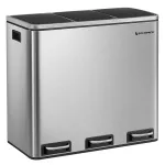 Coș de gunoi reciclare SONGMICS din inox, 3 compartimente 3x18L