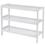 Raft pentru pantofi din bambus Songmics, 3 niveluri, alb, 26x70x55 cm