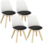 Set 4 scaune dining Verdhe alb-negru cu perna tapitata, stil scandinav