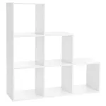 Biblioteca VASAGLE alba cu 6 compartimente, din lemn, 29x97,5x97,5 cm