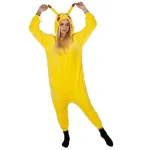 Pijama salopeta pentru adulti Pikachu, pufoasa, galbena, marimea M