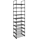 Raft pantofi metalic Songmics, 10 niveluri, modular, 30x45x174 cm, negru