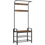 Cuier pentru hol VASAGLE cu bancă, suport pantofi și 9 cârlige