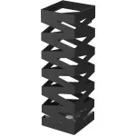 Suport pentru umbrele din metal SONGMICS, cu tavă și cârlige, negru