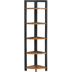 Biblioteca de colt VASAGLE cu 5 rafturi, stil industrial, maro rustic