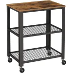 Carucior de bucatarie VASAGLE cu 3 polite si roti, stil industrial, maro rustic